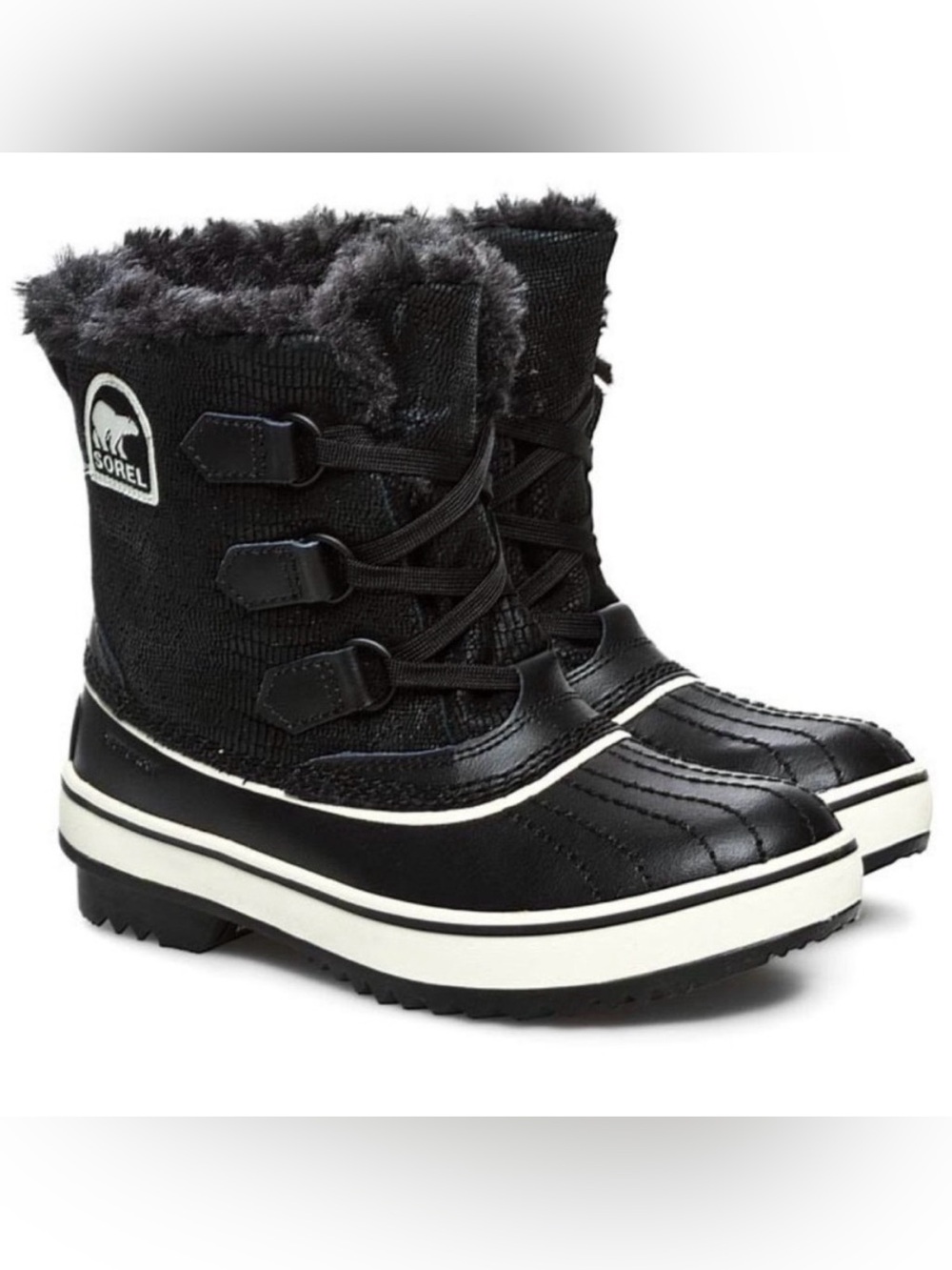SOREL Tivoli Womens Winter Snow Boots, Color Black/Turtledove, Size 6